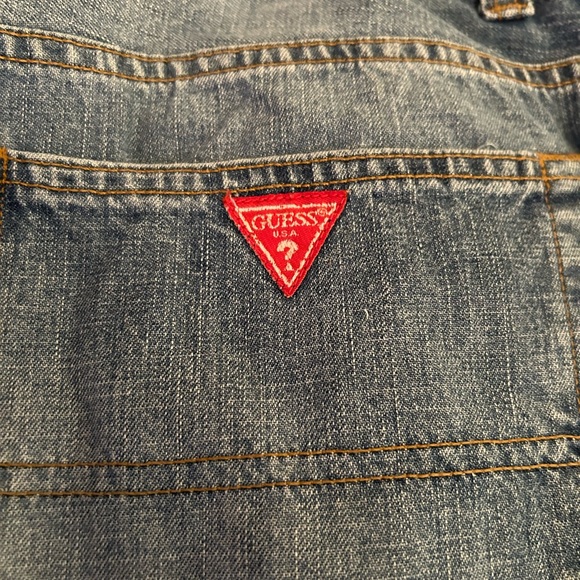 Men’s Vintage GUESS Red Triangle Logo denim shorts 34 - Picture 2 of 10